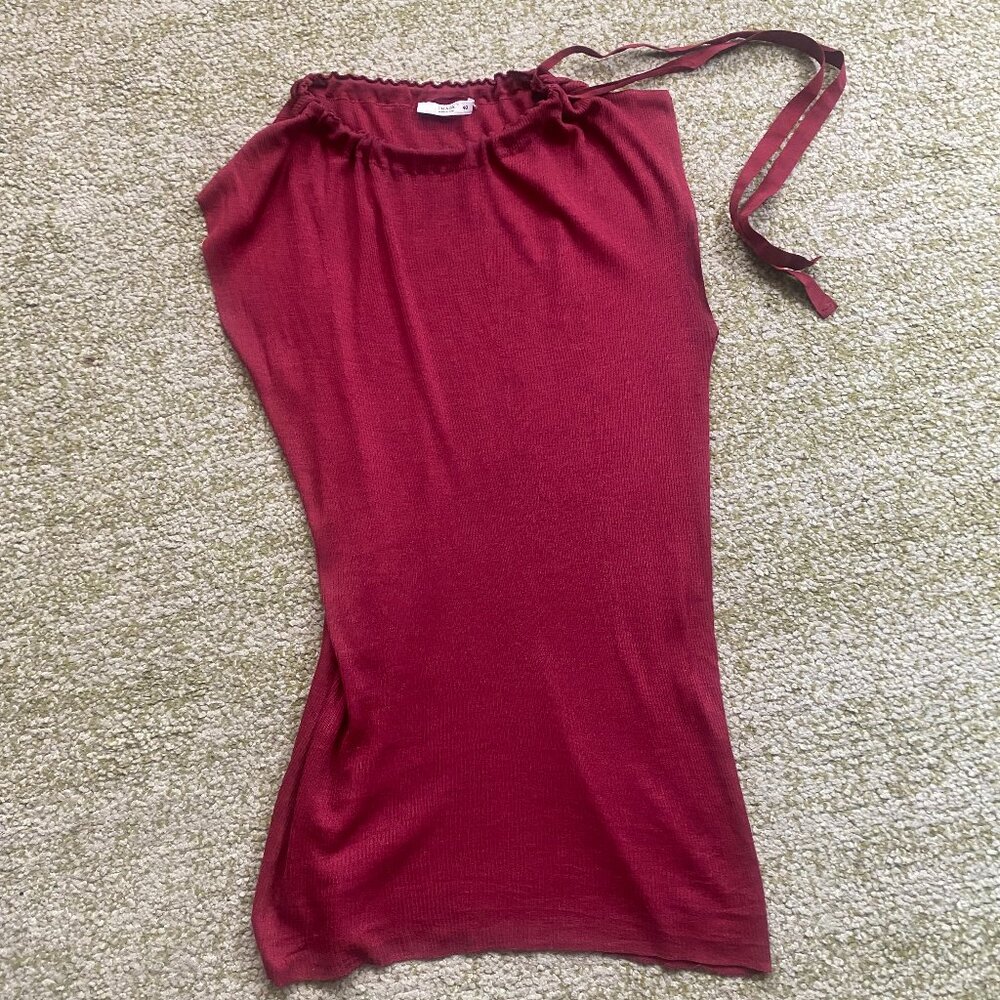 Vintage Prada red draped tie neck top
